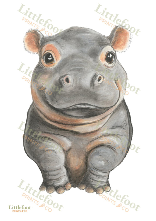 Hippo Keepsake Print