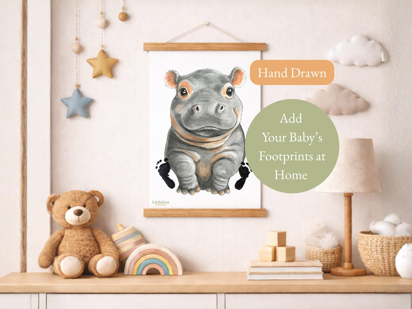 Hippo Keepsake Print